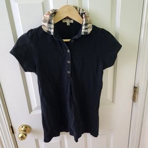 Burberry London Women's Black Polo Top Size Medium M 100% Cotton Shirt